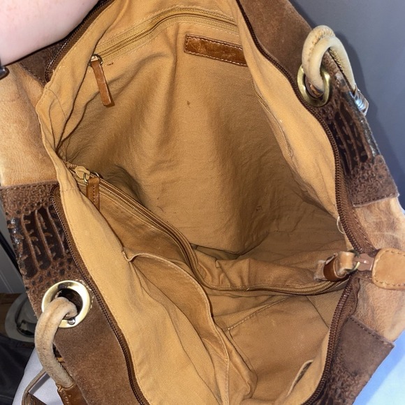 SABRINA SCALA Vintage Brown Suede Medium Leather Tote Hobo Handbag Purse - Picture 13 of 16